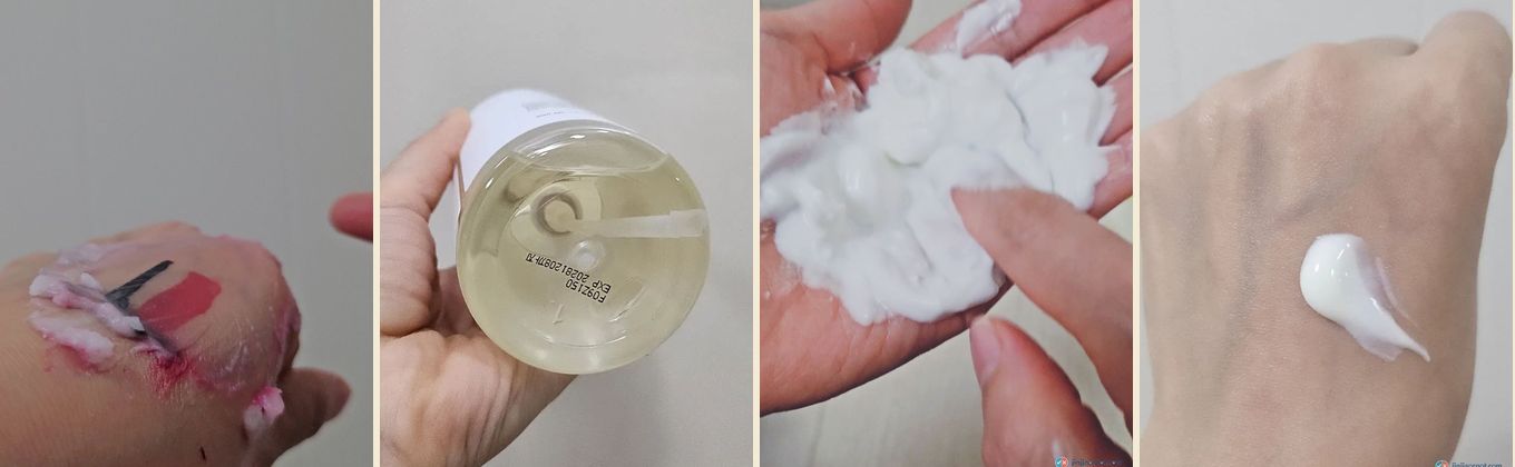 Korean skincare I bought and tested in Korea: a cleansing balm dissolving makeup, cleansing oil, a milk balm melting on a fingertip, and sunscreen on skin