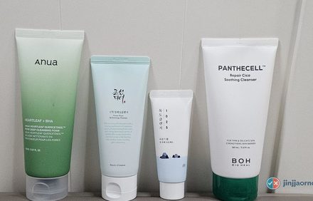 Five Korean cleansers lined up