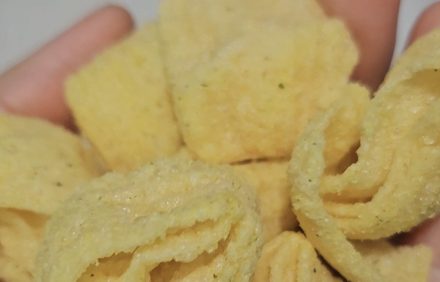 A handful of Korean corn-soup chips